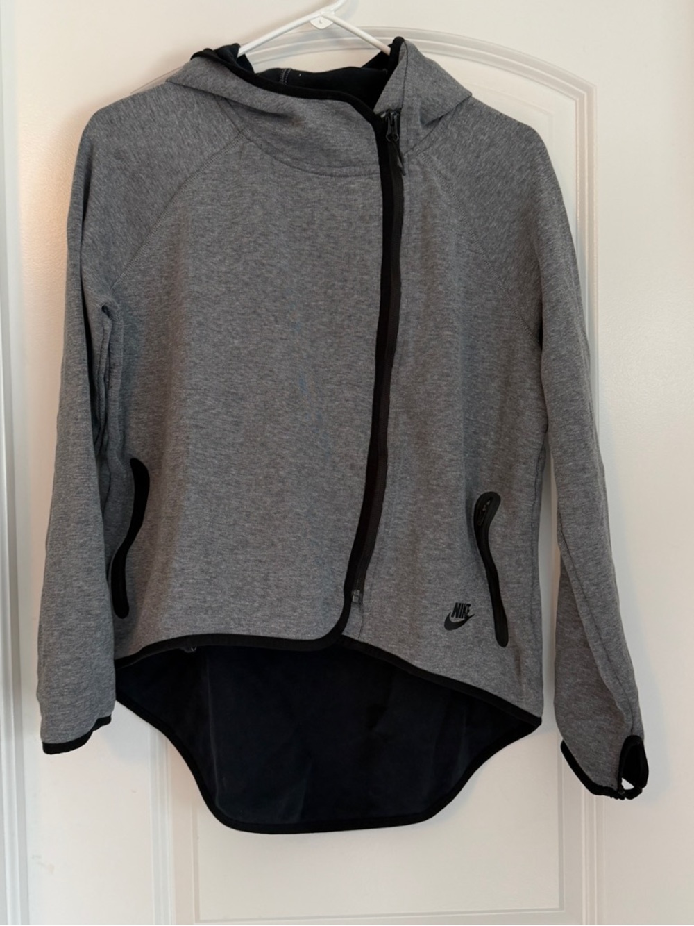 Nike Gray Hooded Zip Jacket with Black Accents